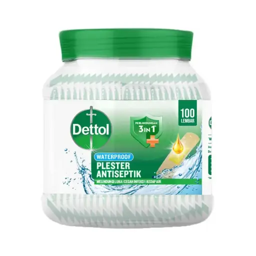 DETTOL PLESTER ANTISEPTIK WATERPROOF (Toples,100 Strip)